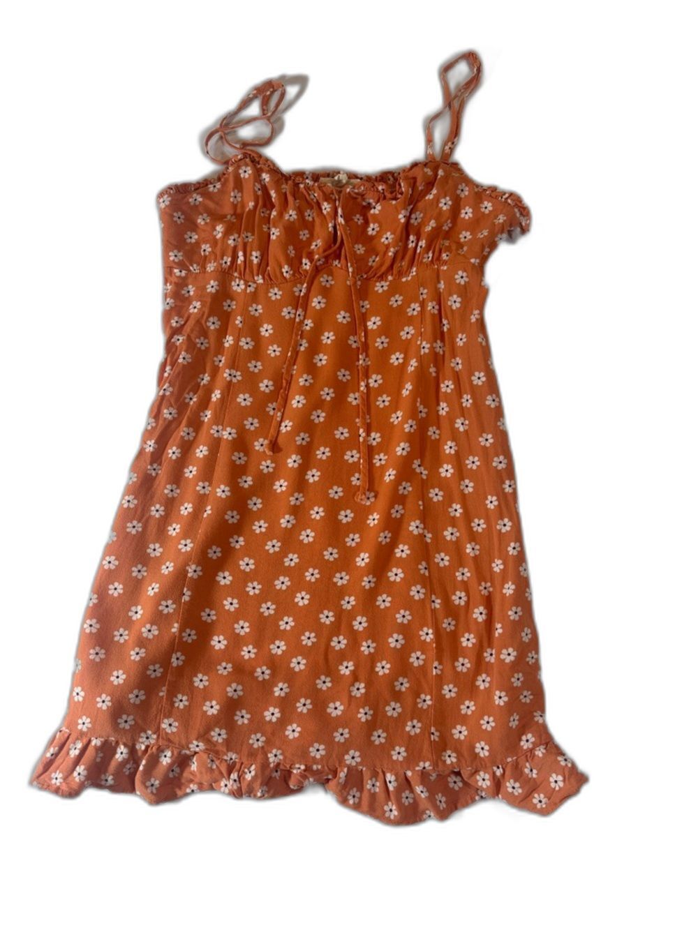 La Hearts Orange Floral Asymmetrical Slip Dress